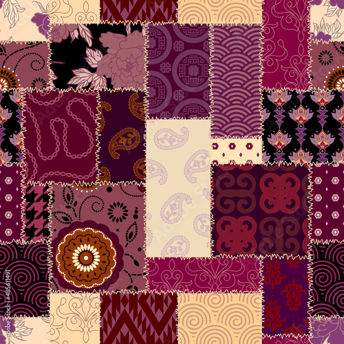Patchwork textile pattern. Seamless quilting design background.