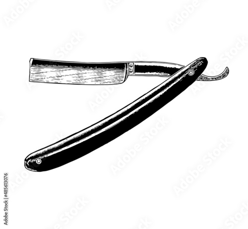 vintage antique straight razor etching