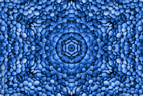 Abstract decorative blue texture. A bright flower. Kaleidoscopic illustration seamless