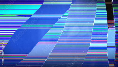 Broken TV screen with colorful stripes, illustration
