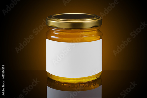 Wallpaper Mural Glass jar full of sweet honey with white blank label on dark Torontodigital.ca