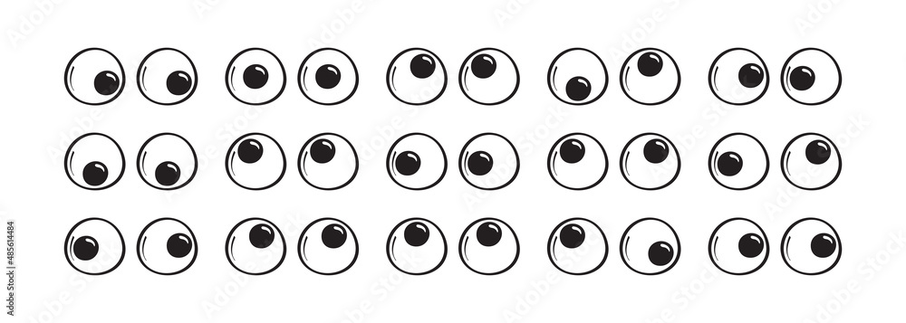 Googly plastic eyes toy vector icon, facial expression round elements, cartoon  character isolated on white background. Cute comic illustration Stock  Vector | Adobe Stock