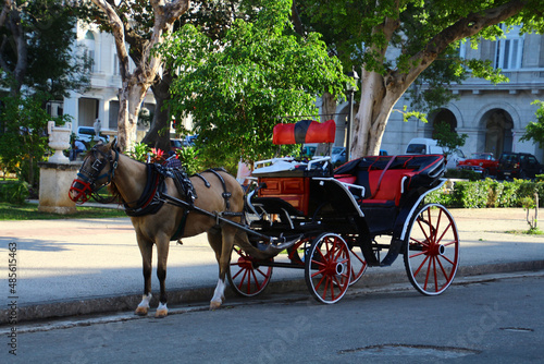 Horse carriage for tourists on the streets of Havana, Cuba 