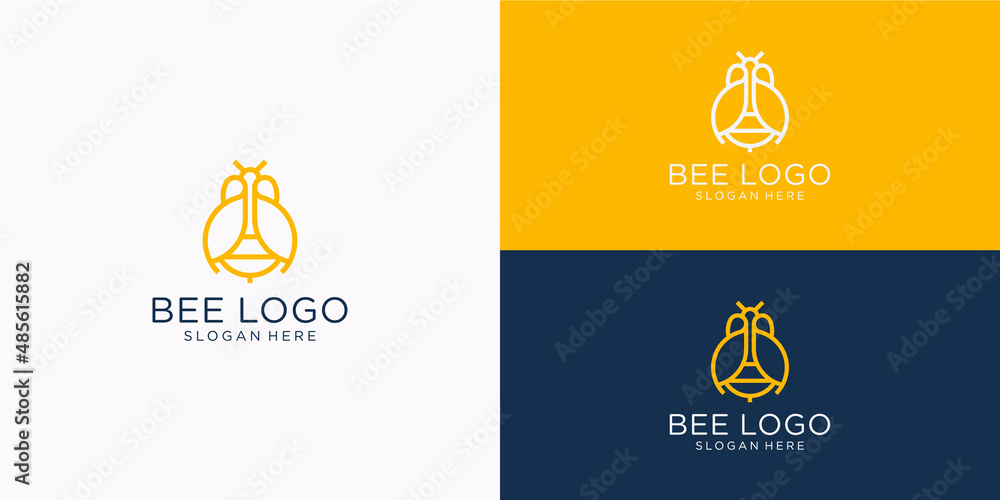 Inspire the bee and crown design logo with a simple line design style