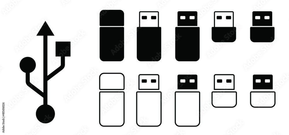 Cartoon usb icon or usb stick pictogram. USB port or a USB device. Digital  memory type, cable plugs or universal computer cable connectors Stock  Vector | Adobe Stock