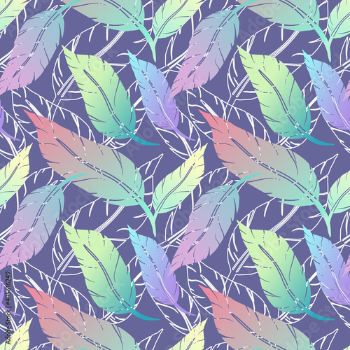 Colorful background with feathers.