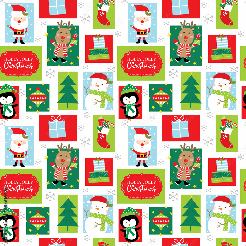 Fototapeta premium christmas seamless pattern with christmas icon design