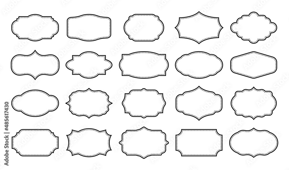 Vintage frame set. Decorated retro labels or frame borders in different shapes. Ornamental empty border collection. Vector illustration.