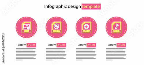 Set line RAW file document, MP3, WMA and GIF icon. Vector
