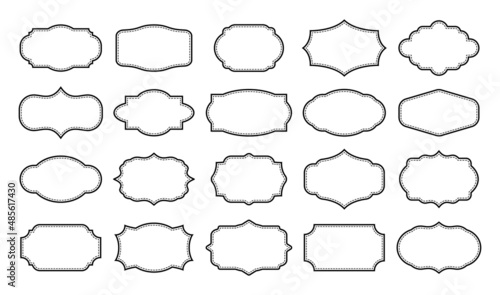 Vintage frame set. Decorated retro labels or frame borders in different shapes. Ornamental empty border collection. Vector illustration.