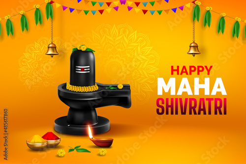 happy maha shivratri festival template design with creative shivling illustration photo