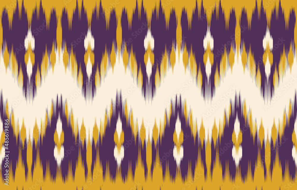 Ethnic abstract ikat art. Seamless pattern in tribal, folk embroidery, and Mexican style. Aztec geometric art ornament print.Design for carpet, wallpaper, clothing, wrapping, fabric, cover, textile - obrazy, fototapety, plakaty 