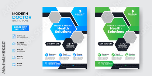 Creative and Modern Doctor Medical Health Flyer Template Design
 photo