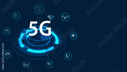 Abstract 5G concept, wireless network technology, Internet of Things, faster response, can receive and transmit a lot of data, on the background