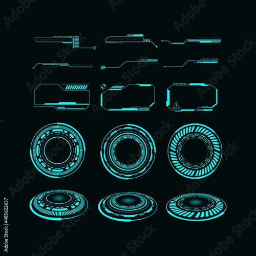 Collection of HUD, GUI vector elements for UI design template. Futuristic dashboard display, Data Statistic and science presentation element with cyberpunk style.