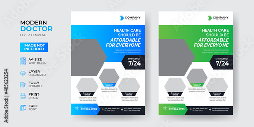 Creative and Modern Doctor Medical Health Flyer Template Design 