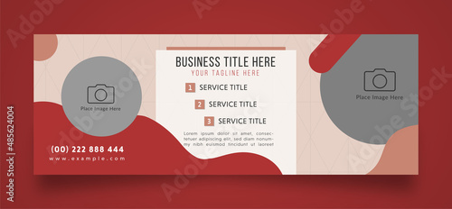 service company web ad banner or facebook cover page template with services photos place design
