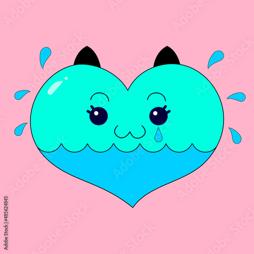 Vector illustration of a crying heart. Valentine's Day, love, sad, melancholy, emotion, boyfriend, negative. It is suitable for use for postcards, gifts, websites, social media, shops, print T-shirt.