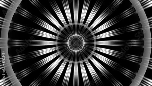 black and white abstract background, motion shapes and light, loop