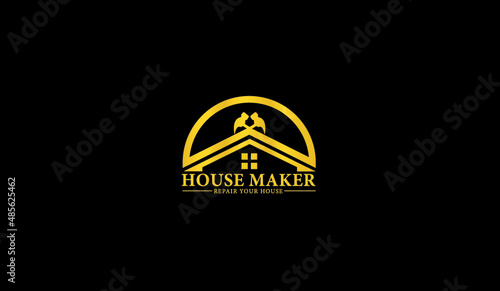 Real Estate house logo vector design, wood worker, workshop, icon, symbol