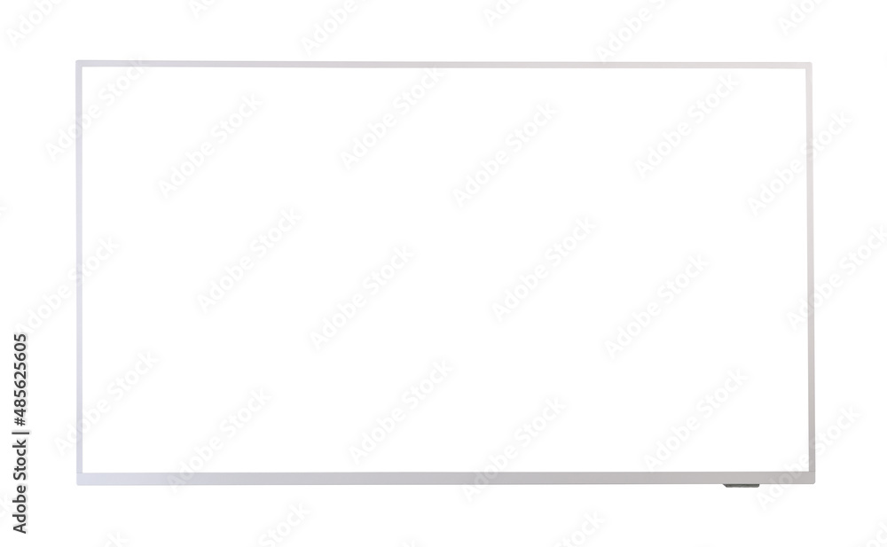Large LED TV with a white screen on a white background. Large LED TV with a white screen on a white background.