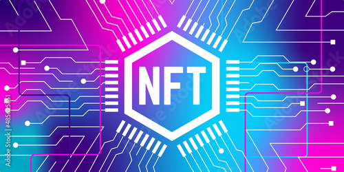 NFT non fungible token High tech technology banner