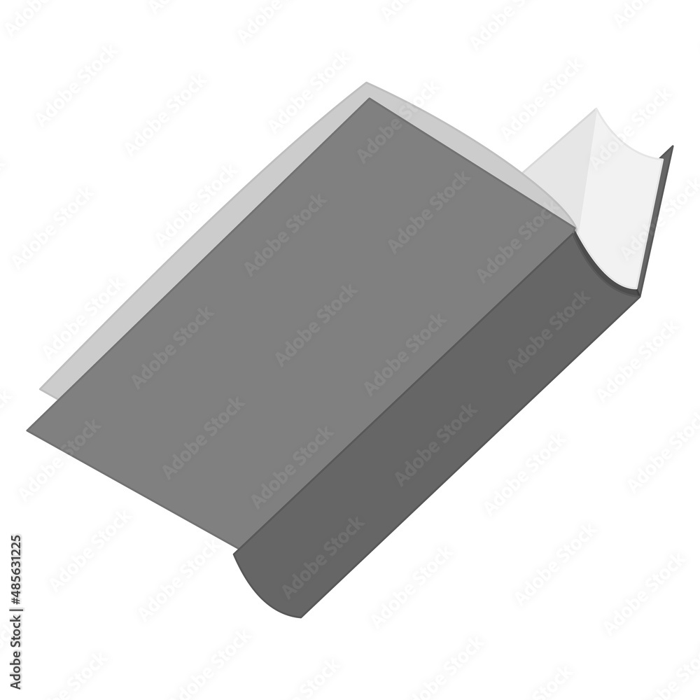 An open book with paper pages. The book read, the last page. Template, mockup. Learning, reading, education, bookstore. Vector icon, flat, gray, isolated An open book with paper pages. The book read, the last page. Template, mockup. Learning, reading, education, bookstore. Vector icon, flat, gray, isolated
