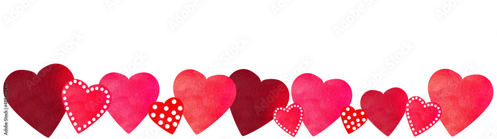 Happy Valentine's Day / Love / Wedding background web banner wide greeting card template design illustration - Set of abstract watercolor aquarelle heart hearts hand drawing, isolated on white paper Happy Valentine's Day / Love / Wedding background web banner wide greeting card template design illustration - Set of abstract watercolor aquarelle heart hearts hand drawing, isolated on white paper