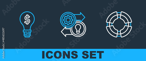 Set line Business lifebuoy, Light bulb with dollar and Human resources icon. Vector