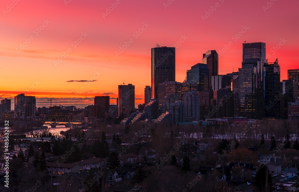 City Skyline At Sunrise