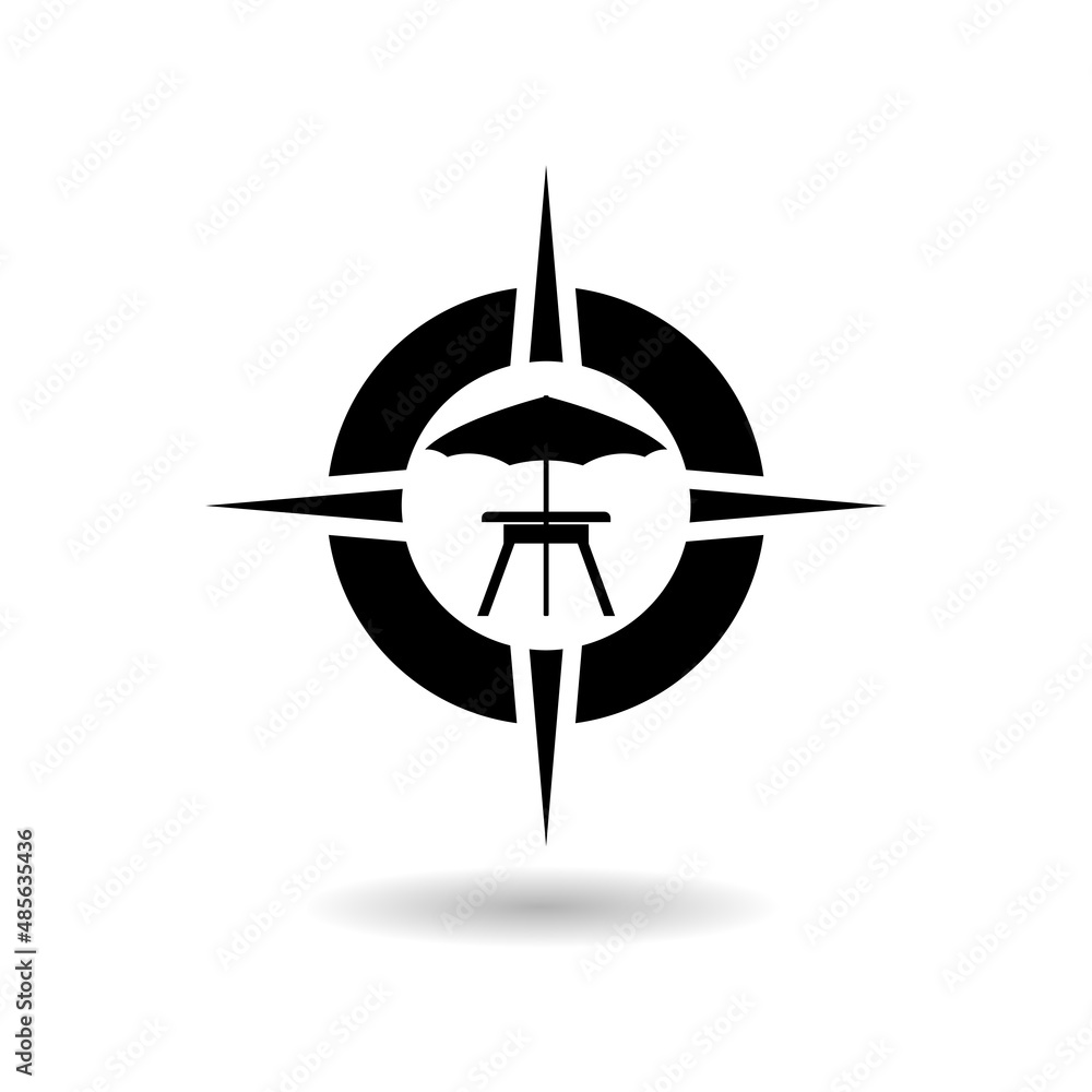 Camping compass logo icon with shadow Camping compass logo icon with shadow