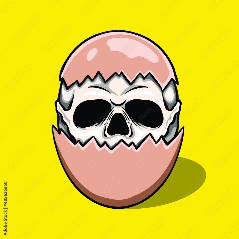 t shirt design hand drawn skull egg illustration