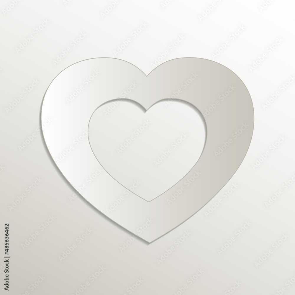 Heart icon, card paper 3D natural vector Heart icon, card paper 3D natural vector