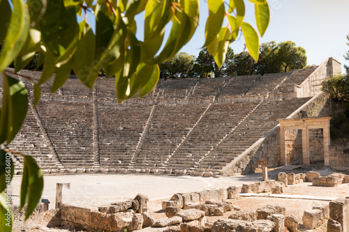 Ancient Theatre of Epidaurus with no people - Amphitheater, Epidaurus, Peleponnese, Greece