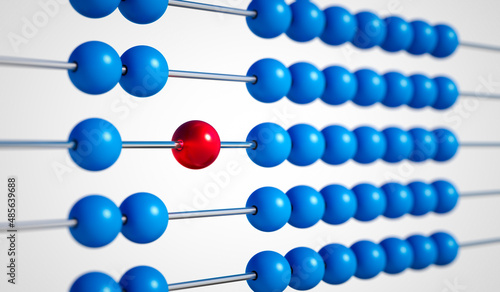 Bild auf Leinwand Red and blue abacus closeup, concept of finance and business - 3D illustration