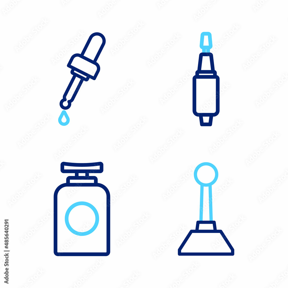 Set line Milling cutter for manicure, Tube of hand cream, and Pipette with oil icon. Vector Set line Milling cutter for manicure, Tube of hand cream, and Pipette with oil icon. Vector