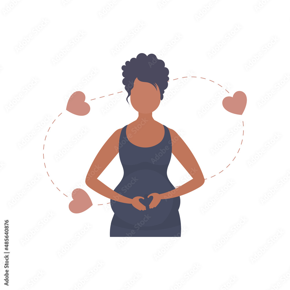 Pregnant Woman lovingly holds her belly. isolated. vector. Pregnant Woman lovingly holds her belly. isolated. vector.