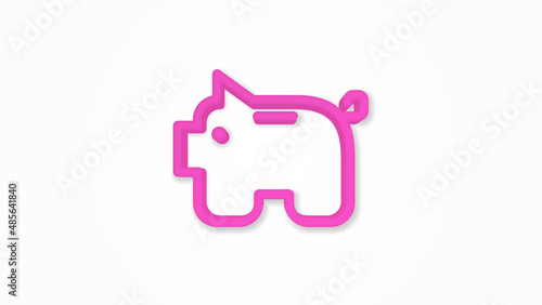 piggy bank, finance, money save 3d line flat icon. Realistic vector illustration. Pictogram isolated. Top view. Colorful transparent shadow design.fog