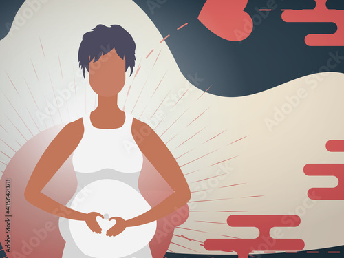 Pregnant girl Banner in Chinese style. Vector illustration.