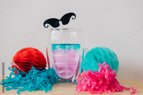 Kids party. Decor for drink. Colorful drinks.