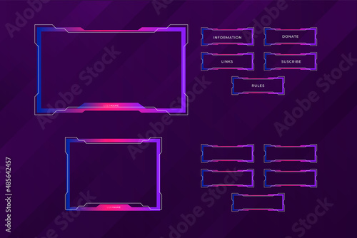 Twitch overlay gamer concept and streamer border