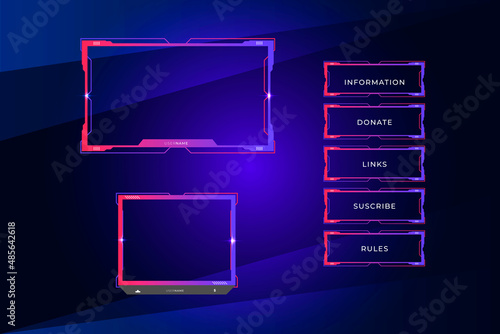 Twitch overlay gamer concept and streamer border