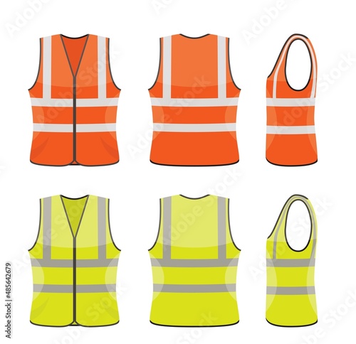 vector set of orange and yellow safety vests