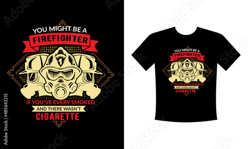 Best Firefighter T Shirt Design template design. Use a safe helmet and uniform in vector eps. with a black background, The professional rescuer ever