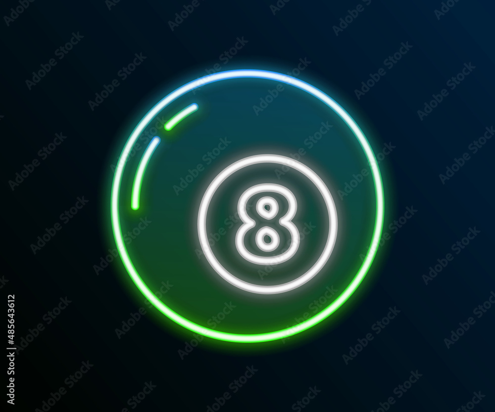 Glowing neon line Billiard pool snooker ball icon isolated on black background. Colorful outline concept. Vector Glowing neon line Billiard pool snooker ball icon isolated on black background. Colorful outline concept. Vector