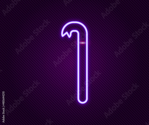 Glowing neon line Crowbar icon isolated on black background. Colorful outline concept. Vector
