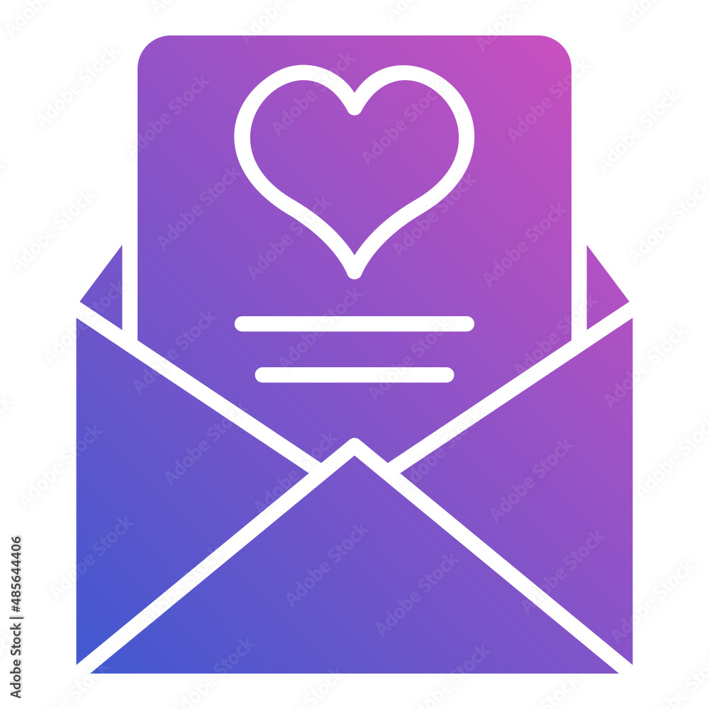 Love letter with envelope open flat gradient icon Love letter with envelope open flat gradient icon