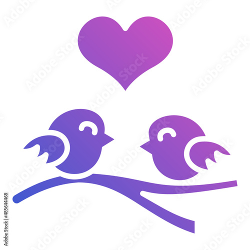Bird couple with love heart flat gradient icon