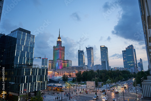 Warsaw skyline in summer evening. 