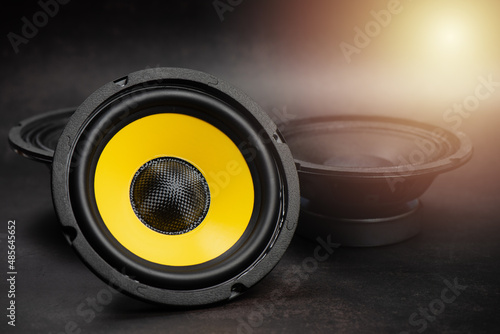 yellow-black audio loudspeaker